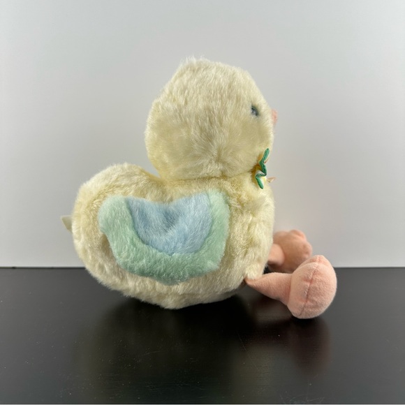 Vintage Eden Pastel Duck Plush Stuffed Animal Baby Duckling Rainbow Bow Tie 90s - Picture 3 of 7